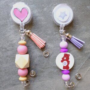 Fun Beaded Badge Reels, Handmade, retractable, clip, nurse, teacher, holder